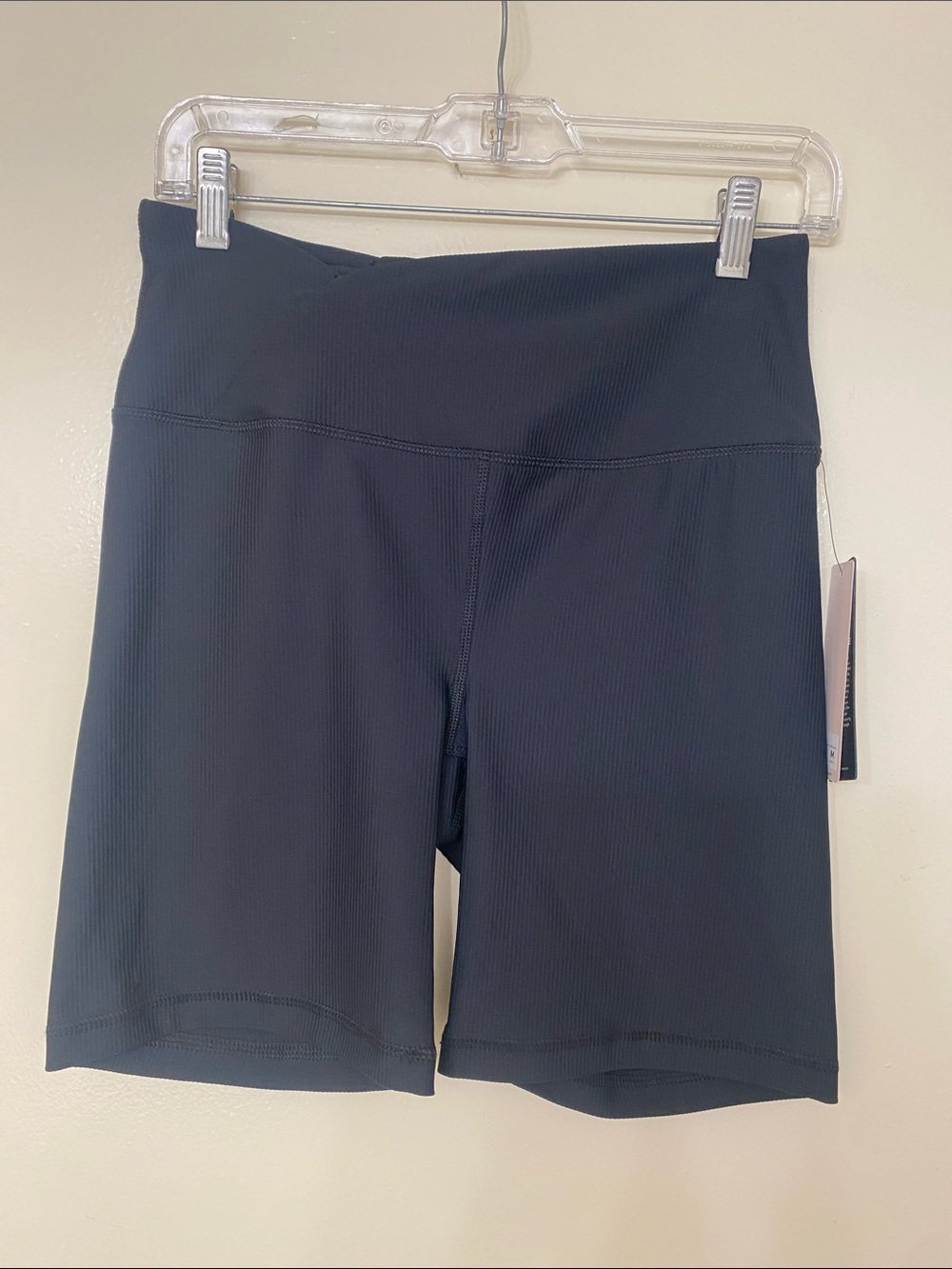 Yogalicious Black Ribbed High-Rise Bike Shorts - Picture 2 of 4